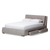 Baxton Studio CF8545-Grey-King Camile Modern and Contemporary 4-Drawer King Size Storage Platform Bed